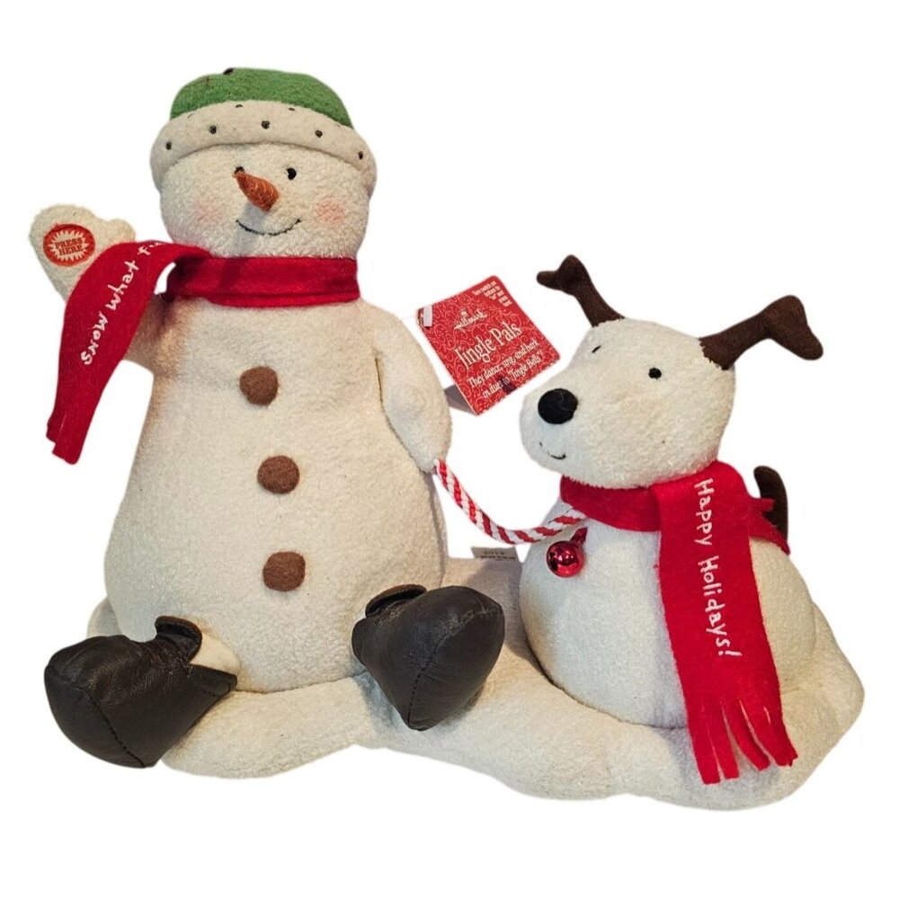 Hallmark Jingle Pals 2004 Snowman Reindeer Dog Musical Plush Animated Works Vtg